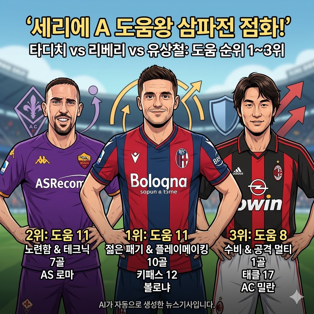두샨 타디치 세리에A 도움왕 등극리베리와 유상철 맹